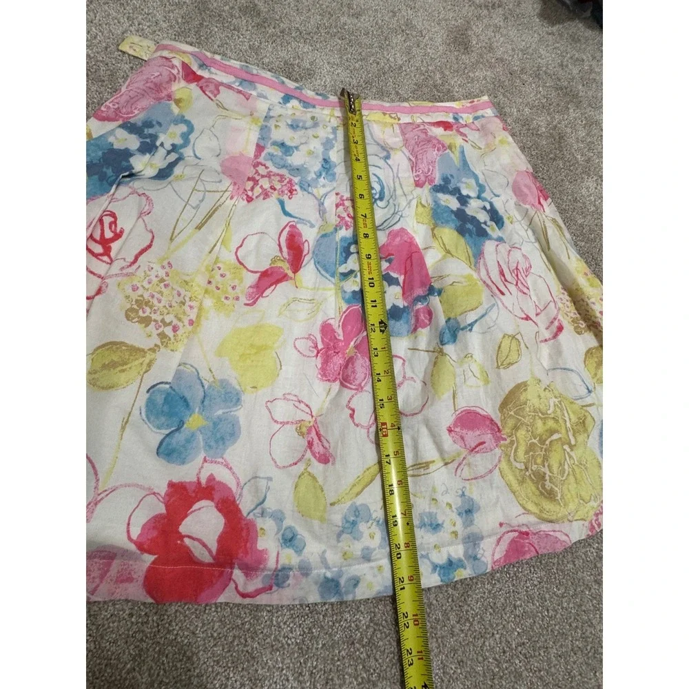 Sigrid Olsen Floral Watercolor Linen Blend Skirt Vintage Grandma Pleated Skirt - Picture 8 of 9